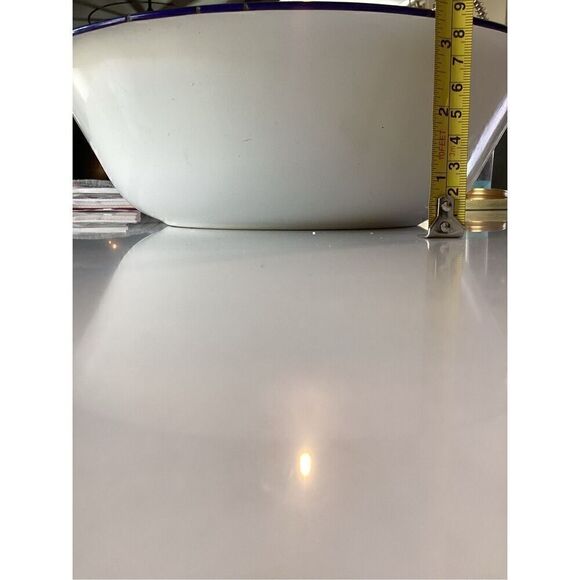 Large Crab Enamelware Bowl Pink White - Picture 7 of 8